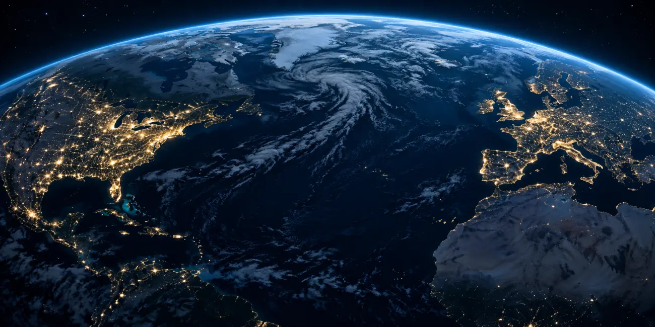 La Tierra vista desde el espacio sobre el Atlántico